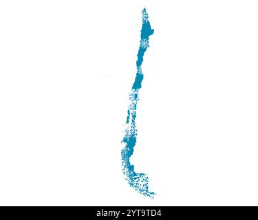Mappa di Cile con i fiocchi di neve Foto Stock