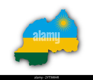 Mappa e bandiera del Ruanda Foto Stock