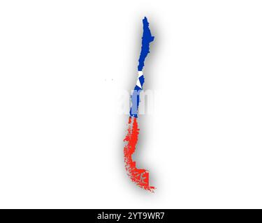 Mappa e Bandiera del Cile Foto Stock