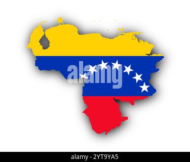 Mappa e bandiera del Venezuela Foto Stock