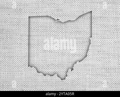 Mappa di Ohio su vecchie lenzuola Foto Stock