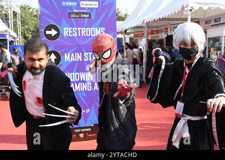 Nuova Delhi, India. 6 dicembre 2024. NUOVA DELHI, INDIA - 6 DICEMBRE: Persone vestite da personaggi comici al Delhi Comic con 2024 al NSIC Exhibition Grounds Okhla il 6 dicembre 2024 a nuova Delhi, India. (Foto di Sonu Mehta/Hindustan Times/Sipa USA) credito: SIPA USA/Alamy Live News Foto Stock