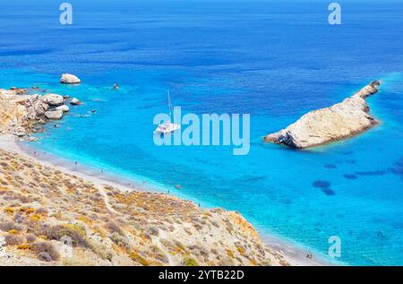 Spiaggia di Katergo, isola di Folegandros, Isole Cicladi, Grecia Foto Stock