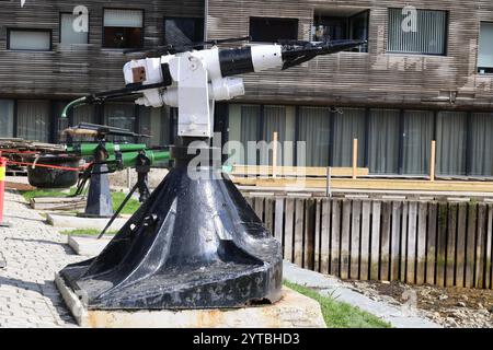 Cannone arpione baleniera nel porto di Tromso, Norvegia Foto Stock