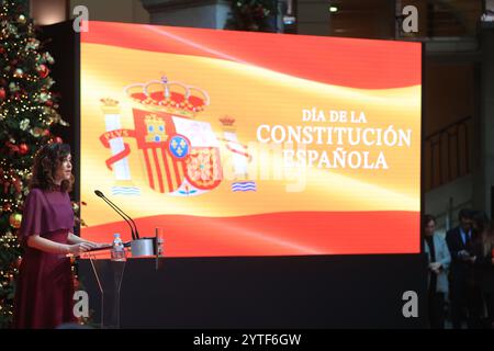 Madrid, 12/03/2024. Ufficio postale di Royal. Celebrazione della giornata della Costituzione presso la sede CAM presieduta da Isabel Díaz Ayuso. Foto: Jaime García. ARCHDC. Crediti: Album / Archivo ABC / Jaime García Foto Stock