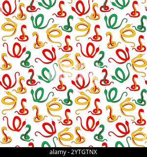 2025 Year of the Snake, Seamless Pattern, Design per il Capodanno cinese. Illustrazione Vettoriale