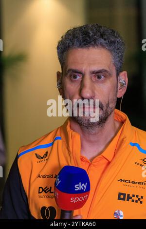 Yas Marina, Abu Dhabi. 7 dicembre 2024. Andrea Stella (ITA) - McLaren F1 Team Principal durante la sessione di sabato di Formula 1 Etihad Airways Abu Dhabi Grand Prix 2024, Yas Marina, Abu Dhabi 6-8 dicembre 2024 Credit: Alessio De Marco/Alamy Live News Foto Stock