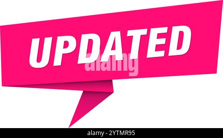 banner aggiornato. aggiornamento di bolla vocale, etichetta, adesivo, nastro, modello di cartello Illustrazione Vettoriale
