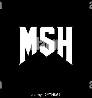 Logo MSH Letter per l'azienda tecnologica. Combinazione di colori bianco e nero con logo MSH. Logo MSH, vettore MSH, design MSH, icona MSH, MSH alph Illustrazione Vettoriale