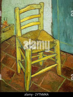 Van Gogh's Chair,1888; Vincent Van Gogh painting, 19th Century oil painting, post-Impressionist art, Van Gogh Paintings; Van Gogh Chair. Foto Stock