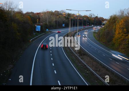 Traffico tranquillo sulla Dusky A1(M) ad Hatfield l'11 novembre 2024 Foto Stock