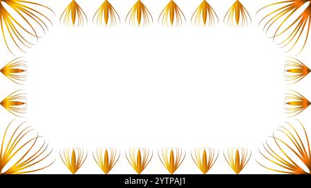 Cornice dorata astratta con gambo a forma di Tumbleweed e bordo decorativo per qualsiasi tipo di modello Illustrazione Vettoriale