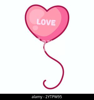 Palloncino a forma di cuore rosa. Il design di San Valentino. Illustrazione vettoriale. Illustrazione Vettoriale