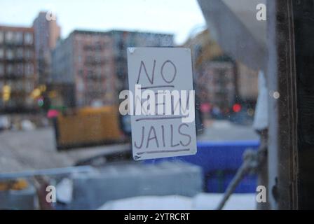 New York City, New York, USA - 7 dicembre 2024: No New Jails. Foto Stock