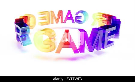 GIOCO DI testo color arcobaleno CON rendering 3d. Foto Stock