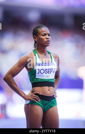 Esther Elo Joseph partecipa ai 400 metri ai Giochi Olimpici di Parigi 2024. Foto Stock