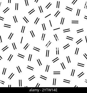 Motivo senza cuciture con forme geometriche semplici, in particolare coppie di linee parallele, disposte dinamicamente su sfondo bianco, per creare un design moderno e accattivante Illustrazione Vettoriale