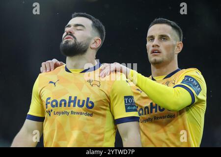 Leeds, Regno Unito. 7 dicembre 2024. Eiran Cashin della contea di Derby reagisce dopo gol durante la partita del Leeds United FC contro Derby County FC per il titolo EFL a Elland Road, Leeds, Inghilterra, Regno Unito il 7 dicembre 2024 Credit: Every Second Media/Alamy Live News Foto Stock