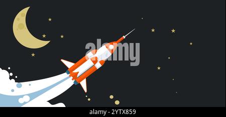 volo con razzi nel cielo notturno Illustrazione Vettoriale