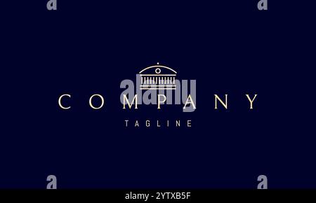 Logo Vector Golden con un'immagine astratta di un maestoso edificio con colonne. Illustrazione Vettoriale