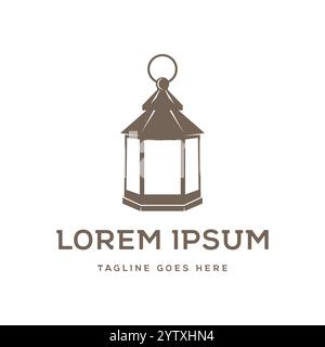 Vintage retro Classic Street Lamp Lanterna con logo Vector Illustrazione Vettoriale