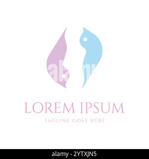 Logo Twin Little Bird Nestling Cheeper Star semplice e minimalista per Nutrition Design Vector Illustrazione Vettoriale