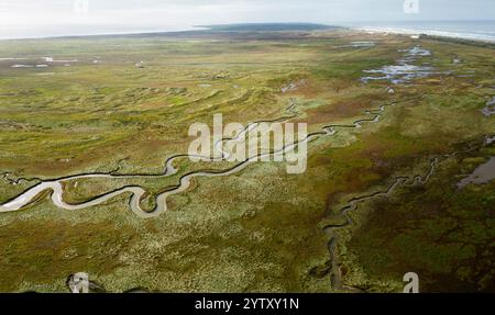 Vista aerea e panoramica dell'isola frisone di Terschelling, Paesi Bassi Foto Stock