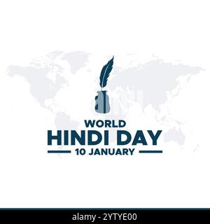 Giornata Mondiale Hindi, 10 gennaio. Illustrazione vettoriale modificabile. Illustrazione Vettoriale
