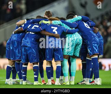 La squadra del Chelsea si è riunita davanti alla partita di Premier League Tottenham Hotspur vs Chelsea allo stadio Tottenham Hotspur di Londra, Regno Unito, 8 dicembre 2024 (foto di Mark Cosgrove/News Images) Foto Stock