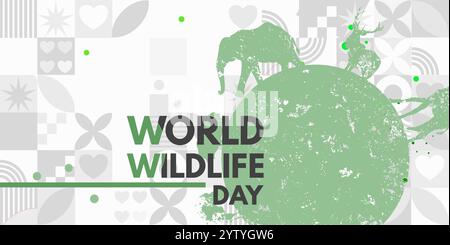 Giornata mondiale della fauna selvatica - illustrazione vettoriale, banner Illustrazione Vettoriale
