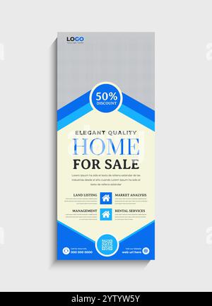 Design del modello di banner roll-up per il settore immobiliare Illustrazione Vettoriale