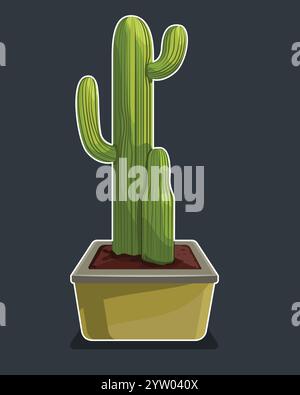 Piante per la casa cactus in pentole cactus decorativi Illustrazione Vettoriale