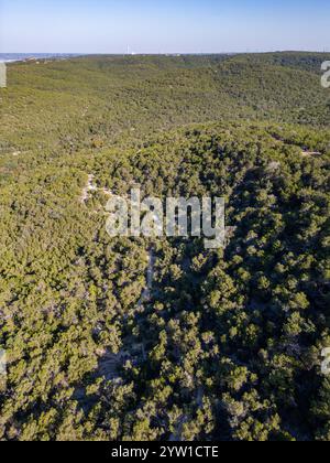 Vista aerea del percorso naturalistico River Place, Austin, Texas, Stati Uniti Foto Stock
