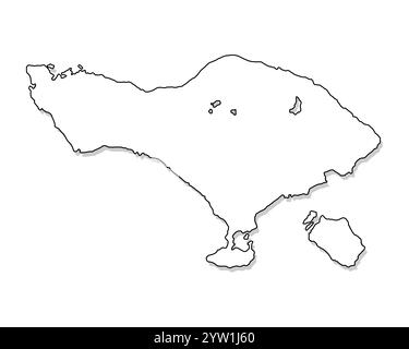 Mappa dell'isola di Bali. Concetto bianco e nero. illustrazione vettoriale. Illustrazione Vettoriale