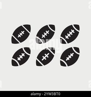 Silhouette di football americano, silhouette di palla da rugby, logo di football, silhouette di palla sportiva, vettore di football americano. Illustrazione Vettoriale