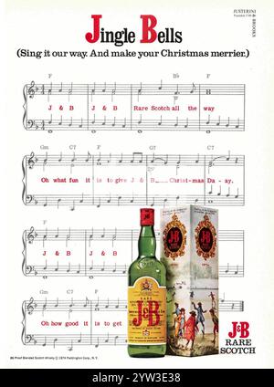 1974 J&B Scotch Christmas ad - Jingle Bells Song Notes Foto Stock