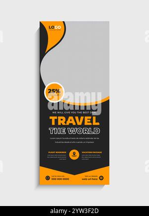 Design del modello di banner roll up per agenzie di viaggio Illustrazione Vettoriale