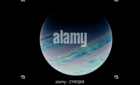 l'immagine mostra un pianeta lontano dalle meravigliose tonalità blu e verde, con nuvole vorticose contro il cosmo oscuro, che catturano l'immaginazione degli spettatori. 3 Foto Stock