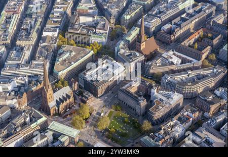 Hammaburgplatz, piazza, piazza cattedrale, open space, centro, storia culturale, San Petri, San Jacobi, origine, Manga porta, architettura, costruzione di uffici Foto Stock