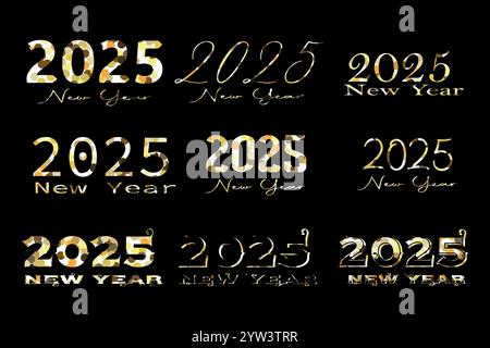 moderna tipografia bianca e rossa 2025 felice anno nuovo con un design minimalista Illustrazione Vettoriale