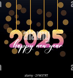 moderna tipografia bianca e rossa 2025 felice anno nuovo con un design minimalista Illustrazione Vettoriale