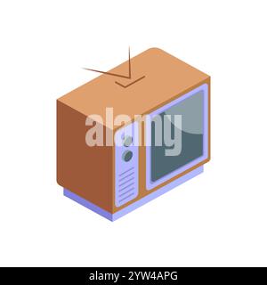 L'elemento di design vettoriale delle icone della televisione isometrica consente di modellare un concetto semplice e moderno Foto Stock