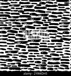 Motivo senza cuciture con striscio scuro disegnato a mano su sfondo bianco. Trama grunge astratta. Illustrazione vettoriale Illustrazione Vettoriale