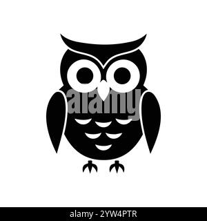 Icona Owl. illustrazione grafica vettoriale sagomata su sfondo bianco pulito, ideale per stampe e disegni. Illustrazione Vettoriale