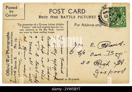 Cartolina del Daily mail dell'era WW1 originale , timbrato / datato 12 aprile 1917. Foto Stock
