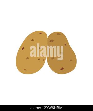 Verdure crude di patate con pelle marrone illustrazione a mano di doodle, dieta sana nutriente alimentare tradizionale pieno di vitamine e minerali. Cotti bolliti, fritti, cotti al forno fanno parte del contorno Illustrazione Vettoriale