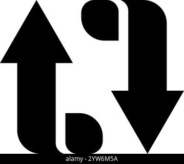 Due frecce nere che puntano in direzioni opposte illustrano il concetto di scambio di dati e di comunicazione bidirezionale, che rappresenta il flusso di Illustrazione Vettoriale