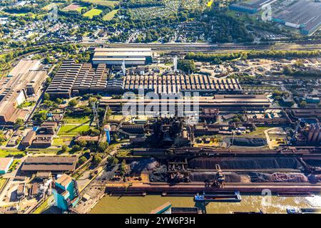 Vista aerea, HKM Hüttenwerke Krupp Mannesmann GmbH Steelworks, Hüttenheim, Duisburg, regione della Ruhr, Renania settentrionale-Vestfalia, Germania Foto Stock