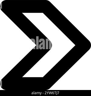 Un'audace freccia nera rivolta verso destra, che rappresenta il movimento in avanti e il progresso, su uno sfondo bianco pulito, creando un design moderno e minimalista Illustrazione Vettoriale