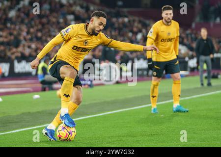 Londra, Regno Unito. 9 dicembre 2024. Matheus Cunha dei Wolverhampton Wanderers durante la partita tra West Ham United FC e Wolverhampton Wanderers FC English Premier League al London Stadium, Londra, Inghilterra, Regno Unito il 9 dicembre 2024 Credit: Every Second Media/Alamy Live News Foto Stock